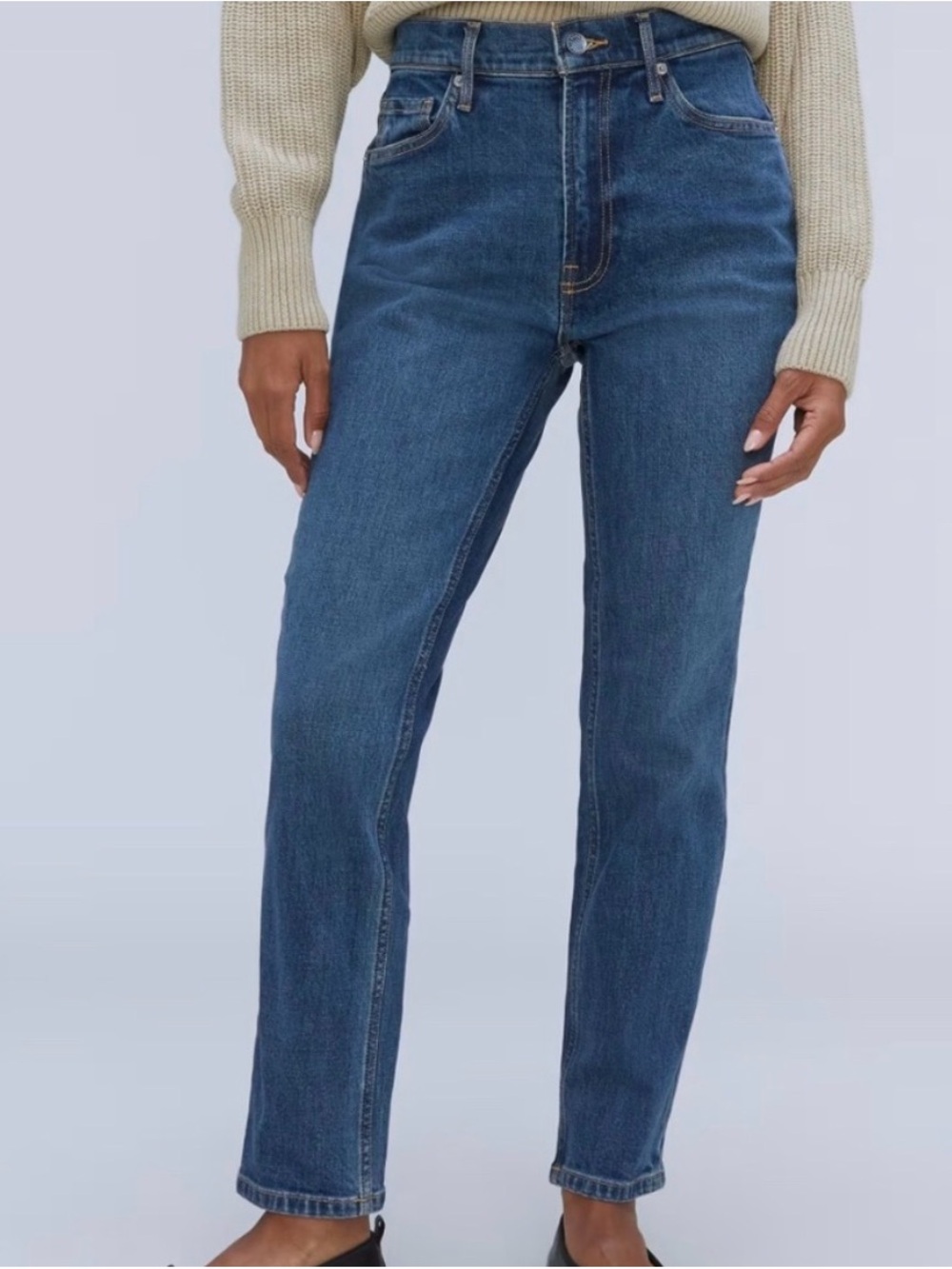 Everlane Straight-Leg Jeans in Medium Blue Wash